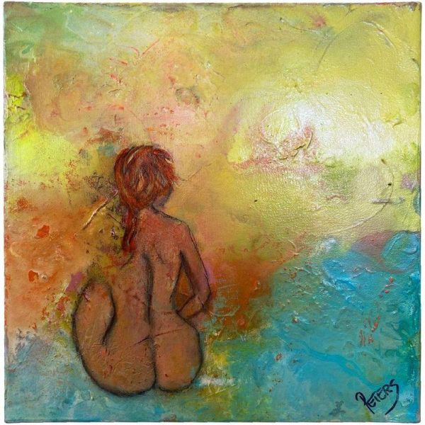 Waiting for the sunset 40x40 - Original Art by Margit Peters