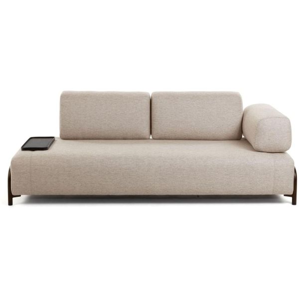 Design Compo 3-Sitzer Sofa beige mit kleinem Tablett 232