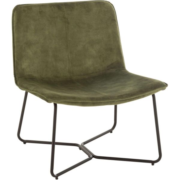 Lounge Sessel Urak Metall schwarz Stoff grün