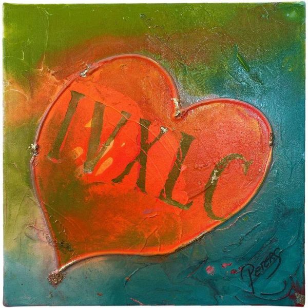 The heart in Love 40x40 - Original Art by Margit Peters