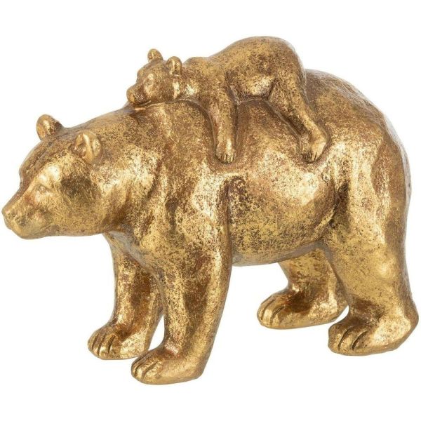 Bären mit Kind Stehend Poly Gold