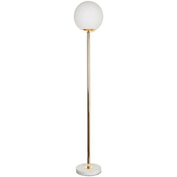 FLOOR LAMP GOLD-WHITE METAL-GLASS 25 X 25 X 145 CM