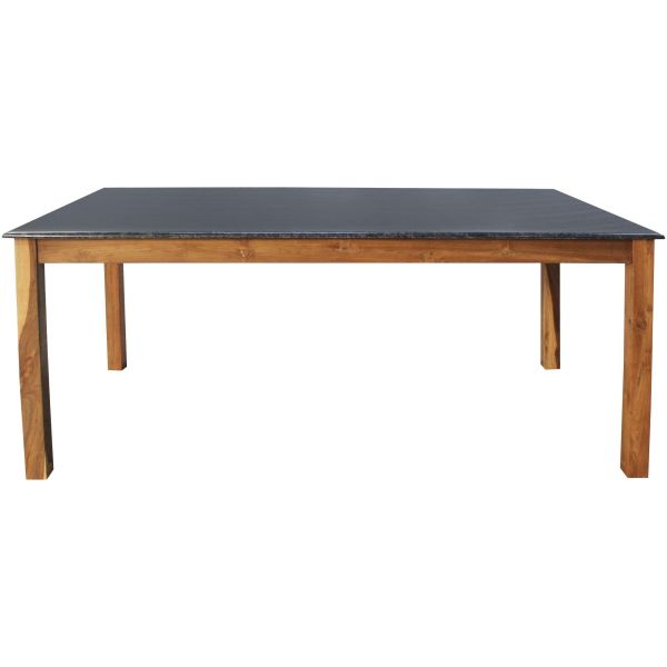 Massivholztisch mit Marmorplatte Teak Industrial 175x92