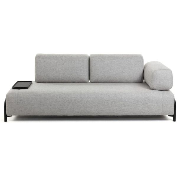 Design Compo 3-Sitzer Sofa hellgrau mit kleinem Tablett 232