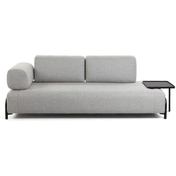 Design Compo 3-Sitzer Sofa hellgrau mit großem Tablett 252