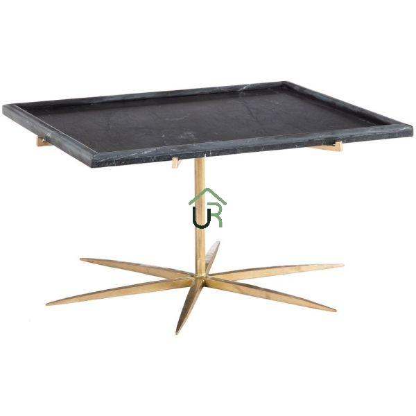 MAIN TABLE BLACK-GOLD METAL-MARBLE ROOM 94 X 88 X 49 CM