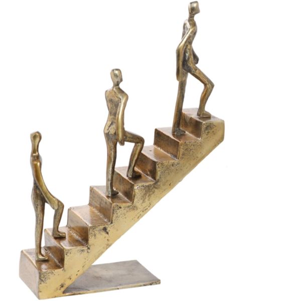 Deko Figur Buchstütze Treppe antik-gold